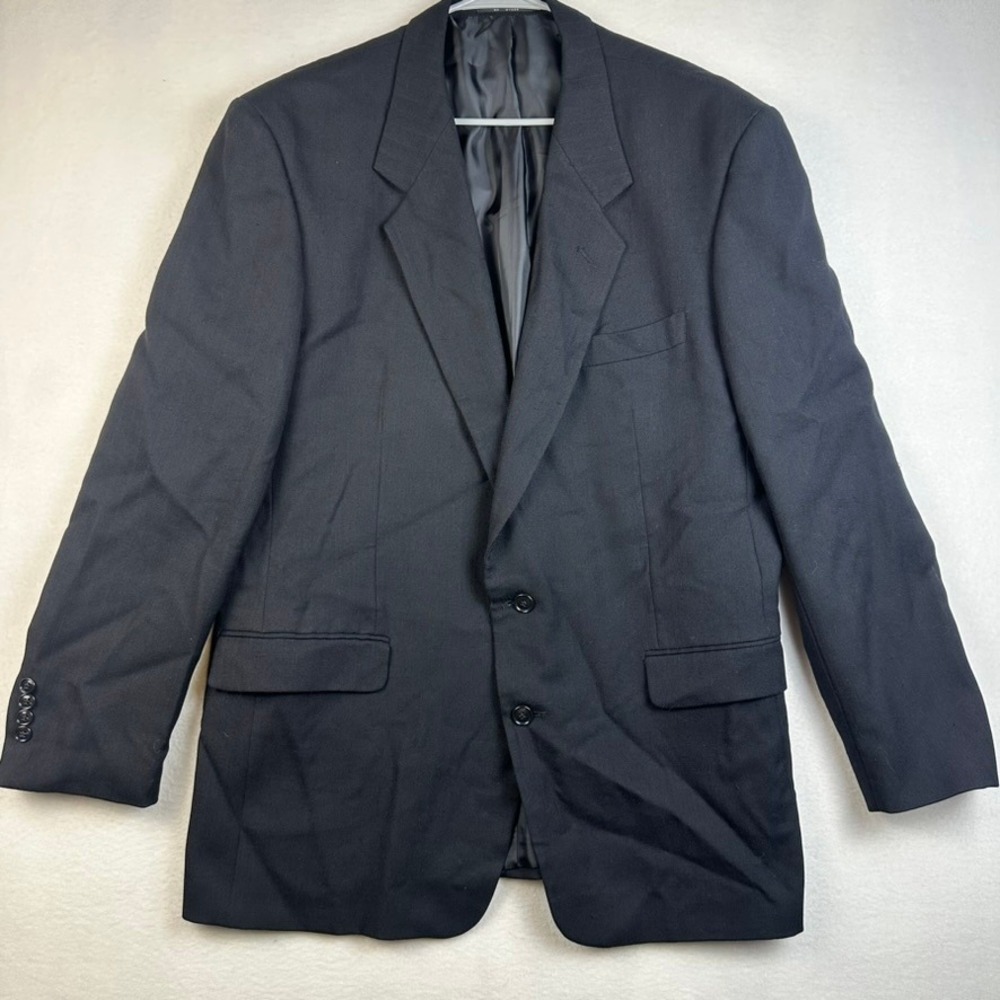 Marshall Field's Blazer Mens 44 Black Wool Vintage Suit Jacket Professional 80s